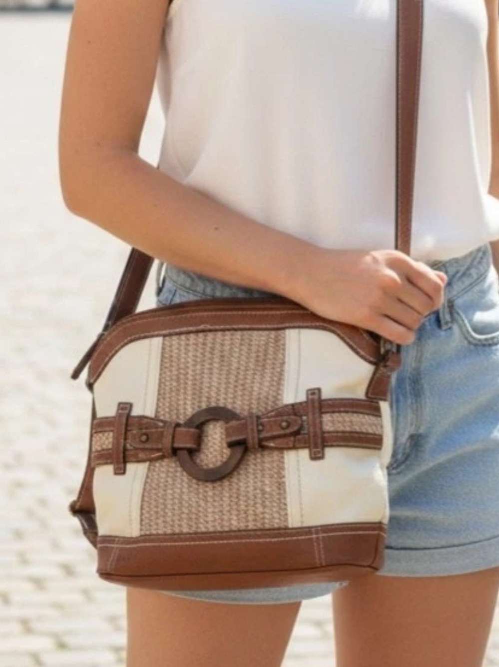B.O.C. Born Concept Two Tone Adjustable Shoulder Cross Body Handbag Purse Boho